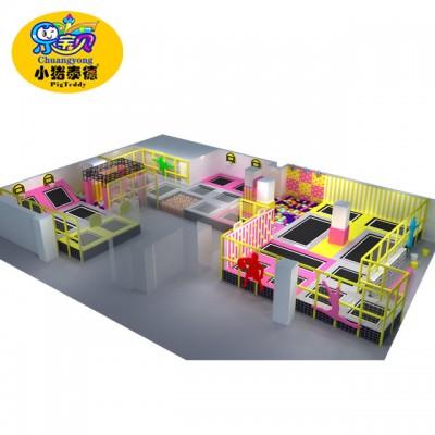 New design kids indoor trampoline park,bungee jumping trampoline with safety net